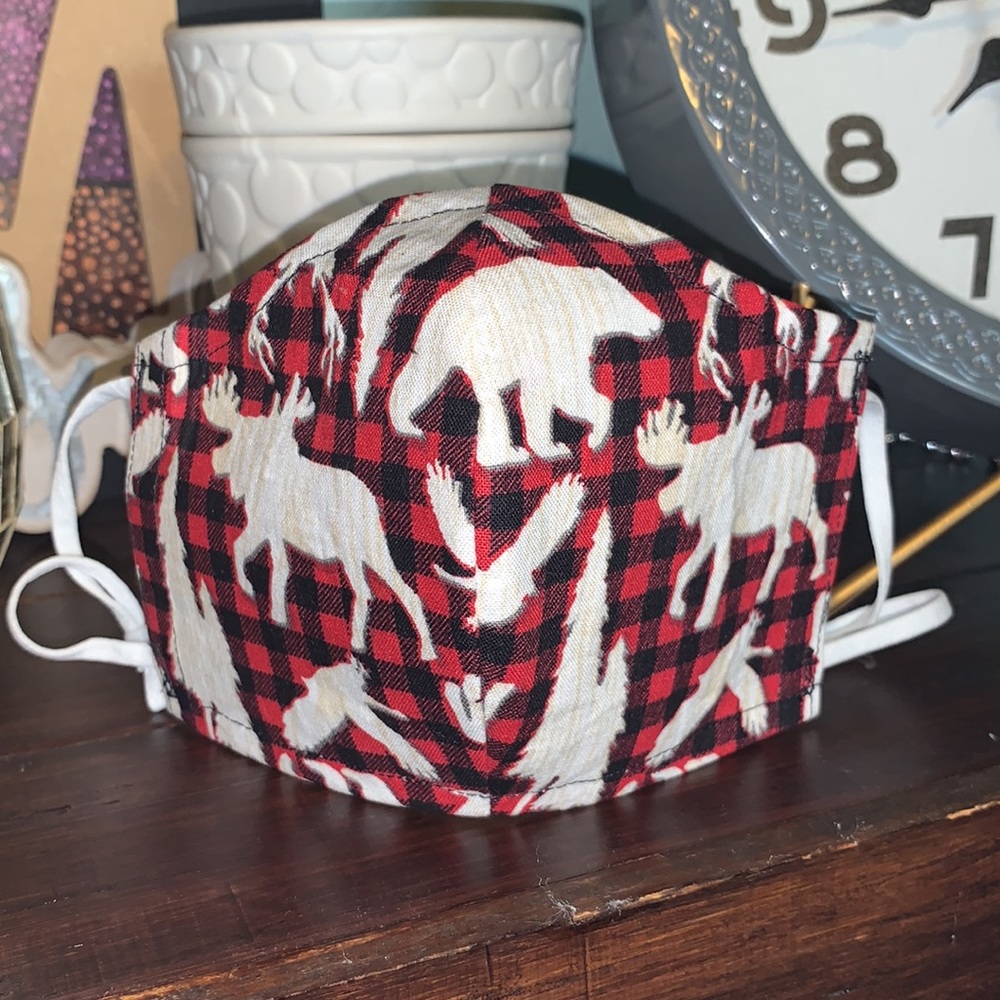 Deers & Bears Buffalo plaid face mask